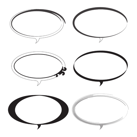 set of eight dialogue boxes vector - speech bubbles black and whiteのイラスト素材