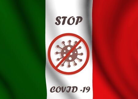 italian flag - stop covid 19 illustration - Italy get infected by coronavirusの写真素材
