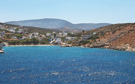 landscape of Iraklia port - Small Cyclades island Greeceの写真素材