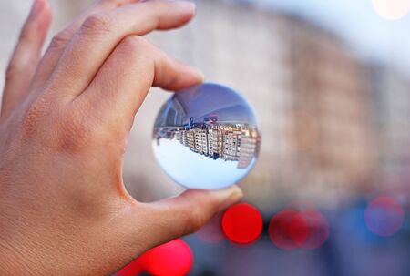 street photography of Istanbul Turkey as seen through a crystal photography ball - lens ball...