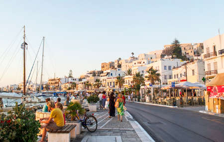NAXOS GREECE, AUGUST 27 2015: outdoors scene of Naxos Chora - the center of Naxos island, the largest of the Cyclades islands Greece. Editorial use.のeditorial素材