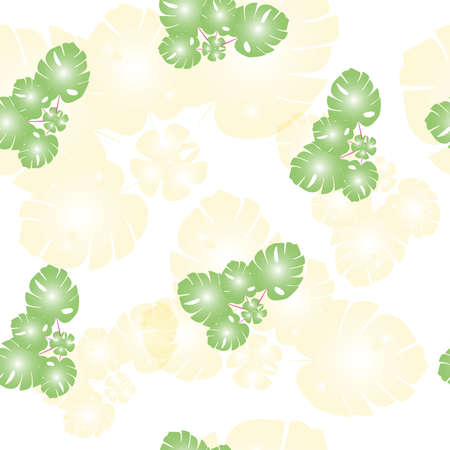 floral seamless pattern with tropical leaves in green and yellow colorsのイラスト素材