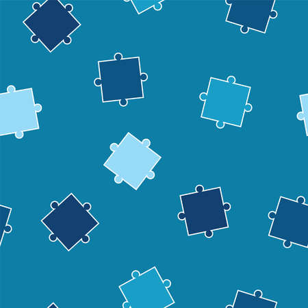seamless pattern with blue puzzle pieces vector - blue themeのイラスト素材