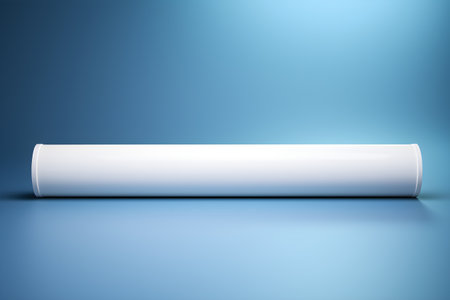 3d rendering of a roll of white paper on a blue backgroundの素材