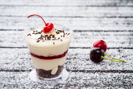 Tasty dessert in glassの写真素材