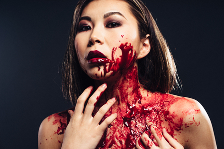 girl in blood makeupの写真素材