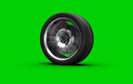 alloy whell spinning, motion blur, isolated on white backgroundの写真素材