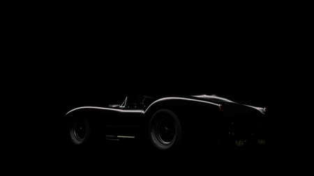 silhouette of black vintage sports car