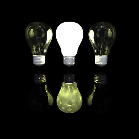 3D light bulb lighting in darkness. Concept - the best.