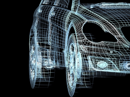 Car model on black backgroundの写真素材