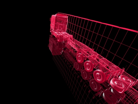 Truck model on black background with reflectionの写真素材