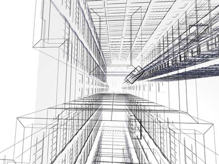 Abstract architectural 3D construction. Concept - modern architecture and designing.