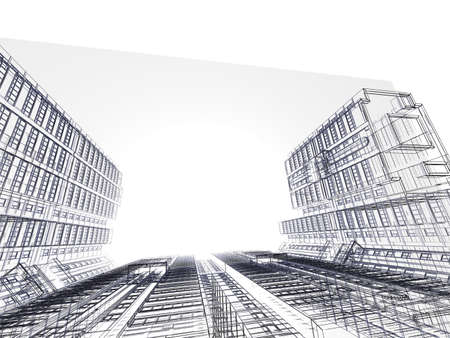 Abstract architectural 3D construction. Concept - modern architecture and designing.の写真素材