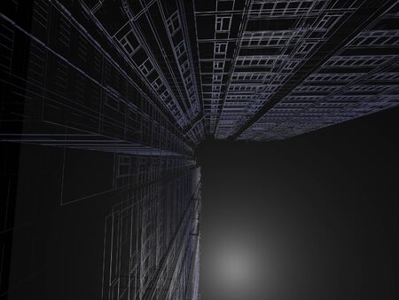 abstract modern building on black background