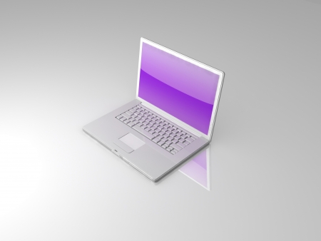 professional Laptop on gray background with reflectionの写真素材