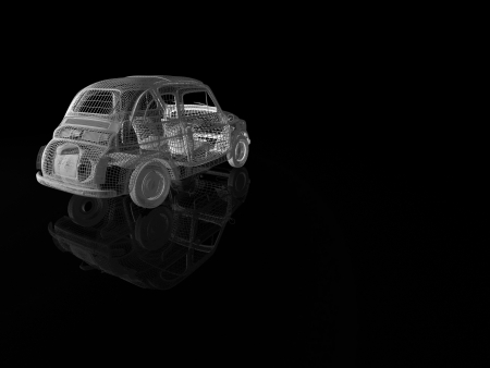 vintage car isolated with reflectionの写真素材