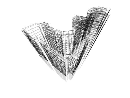 Abstract architectural 3D construction. Concept - modern architecture and designing.の写真素材