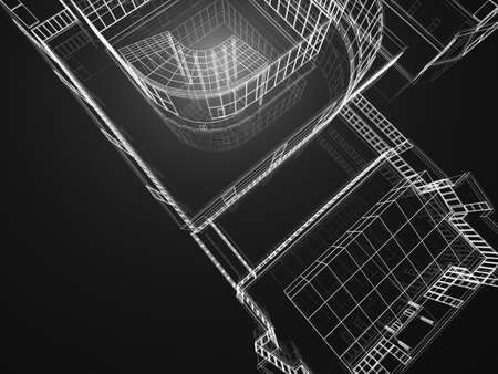 Abstract architectural 3D construction. Concept - modern architecture and designing.