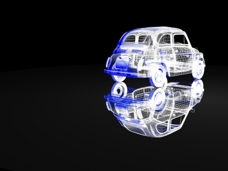 vintage car isolated with reflectionの写真素材