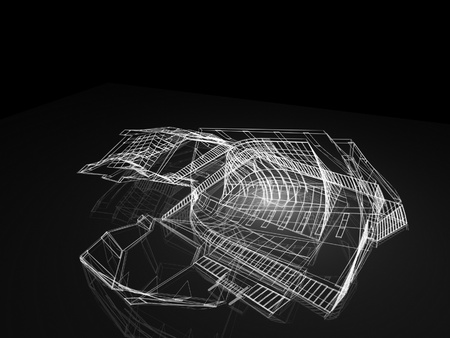Abstract architectural 3D construction. Concept - modern architecture and designing.の写真素材