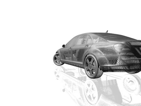 Car model white and black isolated with reflectionの写真素材