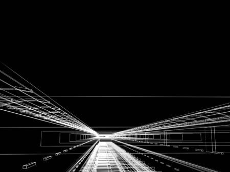 Abstract architectural 3D construction. Concept - modern architecture and designing.の写真素材