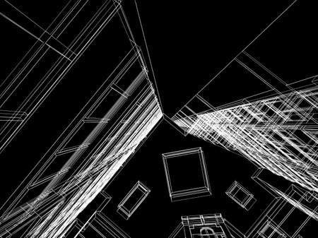 Abstract architectural 3D construction. Concept - modern architecture and designing.の写真素材