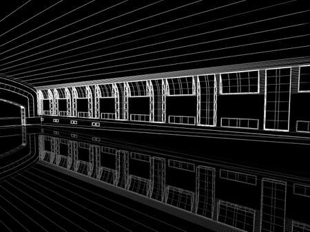 Abstract architectural 3D construction. Concept - modern architecture and designing.の写真素材