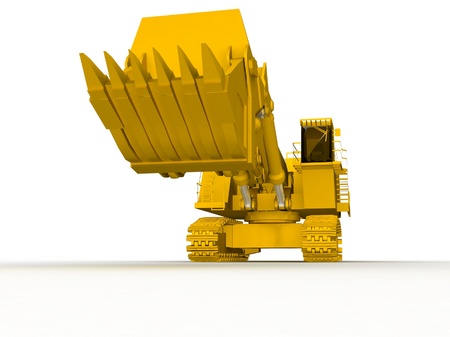 bulldozer-excavator isolated on whiteの写真素材