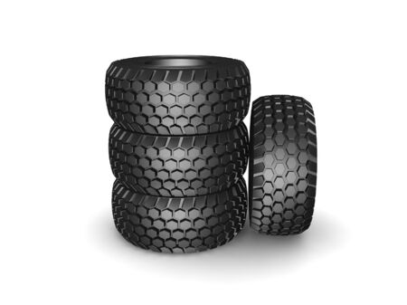 New tyres for truck with shadow isolated on whiteの写真素材