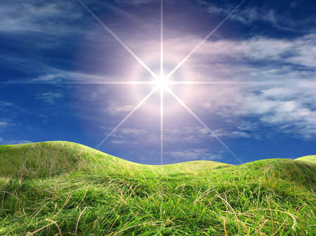 beautiful landscape with sun and hills