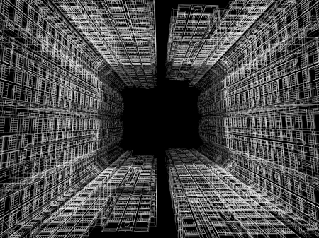 Abstract architectural 3D construction. Concept - modern architecture and designing.の写真素材