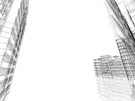 Abstract architectural 3D construction. Concept - modern architecture and designing.の写真素材