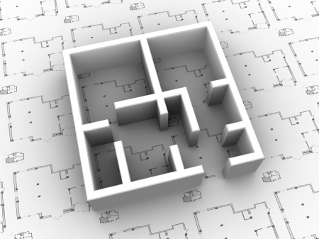 3D plan drawing. Concept - modern architecture and designing.の写真素材