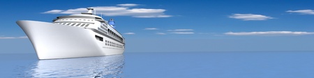 luxury yacht, panoramic view with empty spaceの写真素材