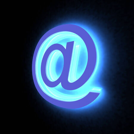 3D abstract E-mail symbol in the neon lightの写真素材