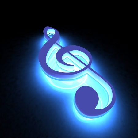 3D music key lighting in the darkの写真素材