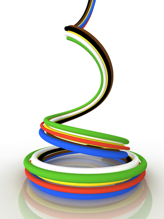 Communication computer cable with reflection. 3D render.の写真素材