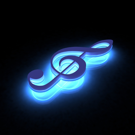 3D music key lighting in the darkの写真素材