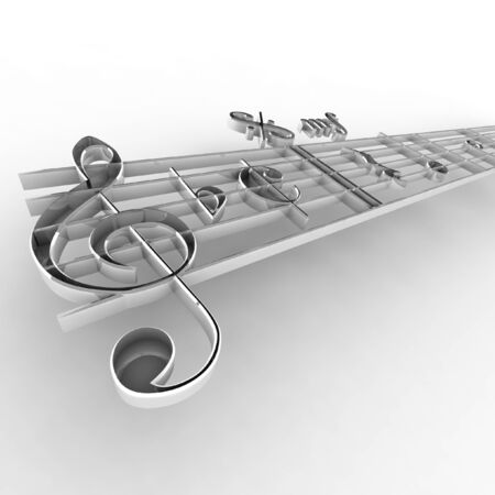 3D silver music fragmentの写真素材