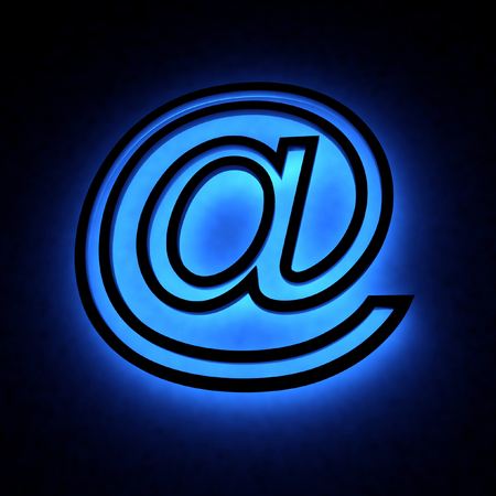 Abstract E-mail symbol in the neon lightの写真素材