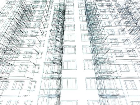 Abstract architectural 3D construction. Concept - modern architecture and designing.