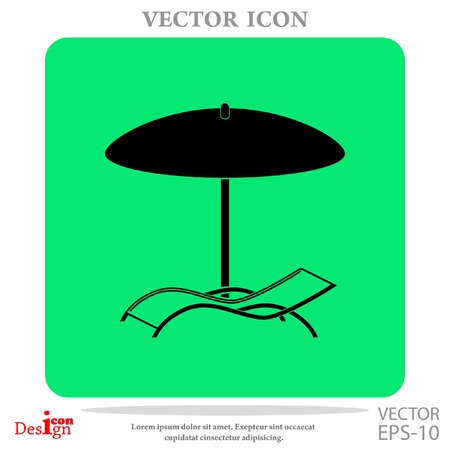 chaise longue under umbrella vector iconのイラスト素材