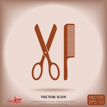 scissors and comb vector iconのイラスト素材