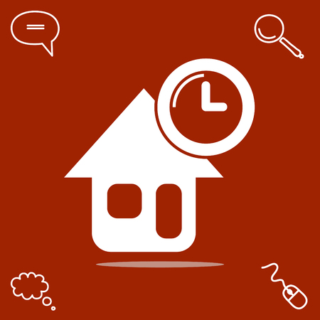 House and clock vector iconのイラスト素材