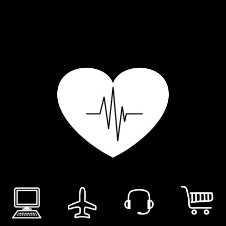 cardiology vector icon with heart and cardiogramのイラスト素材