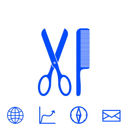 scissors and comb vector iconのイラスト素材
