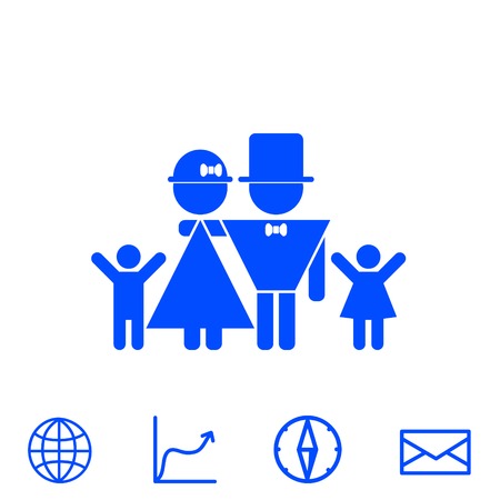 lucky family: father, mother, son, daughter vector iconのイラスト素材