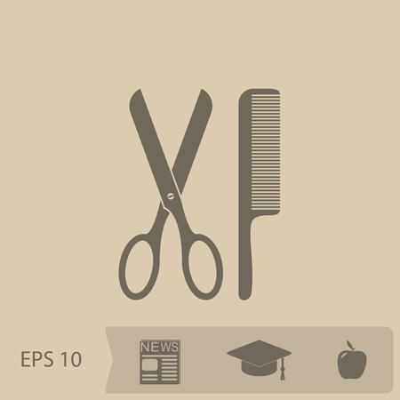 scissors and comb vector iconのイラスト素材