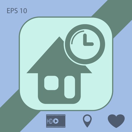 house and clock vector iconのイラスト素材